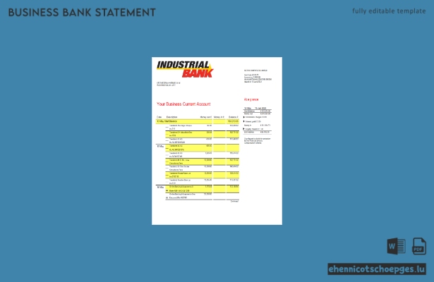 Beispiel eines Kontoauszugs der Industrial Bank (Word- und PDF-Datei)